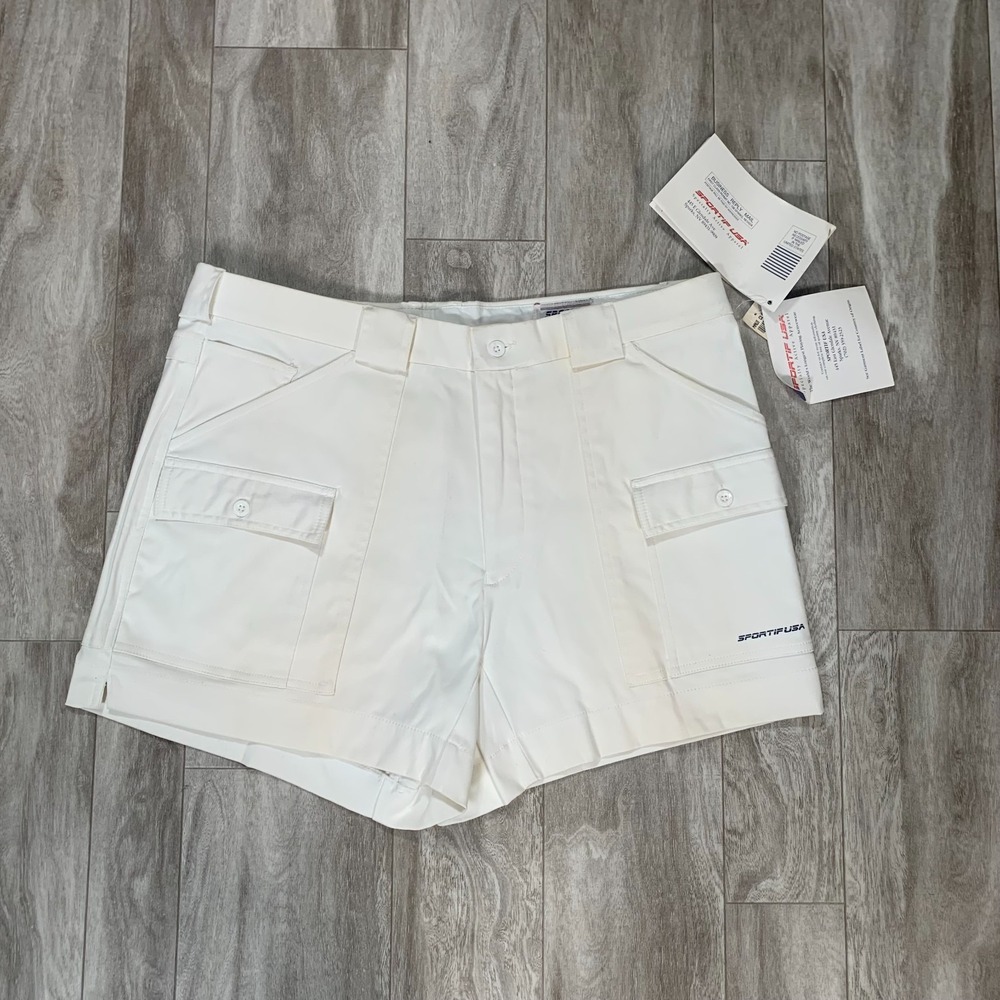 Sportif USA Shorts Mens 40 White Original Cargo Utility Safari Stretch